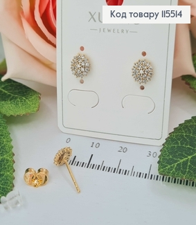 Серьги гвоздики, паутинка в камешках, 0,6см Xuping 18K 115514 фото
