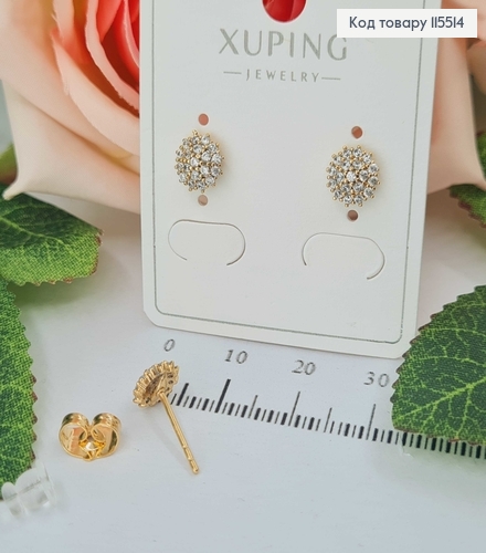 Серьги гвоздики, паутинка в камешках, 0,6см Xuping 18K 115514 фото 1