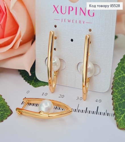 Серьги стрелы с жемчужиной, 3см, англ. зам. Xuping 18K 115528 фото 1