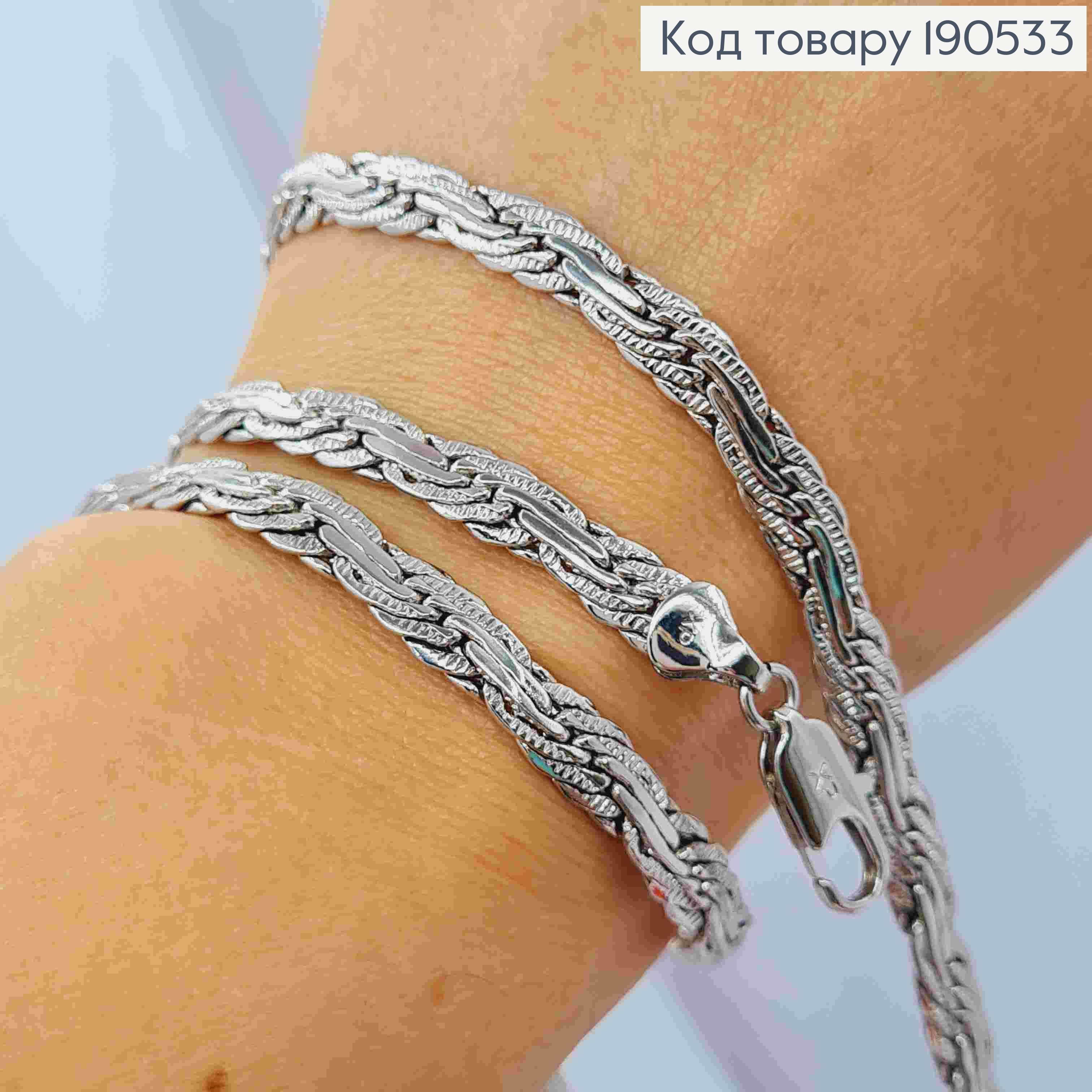 Цепочка родованая плетение КОСИЧКА, ширина 6мм, длина 60см, Xuping 190533 фото 2