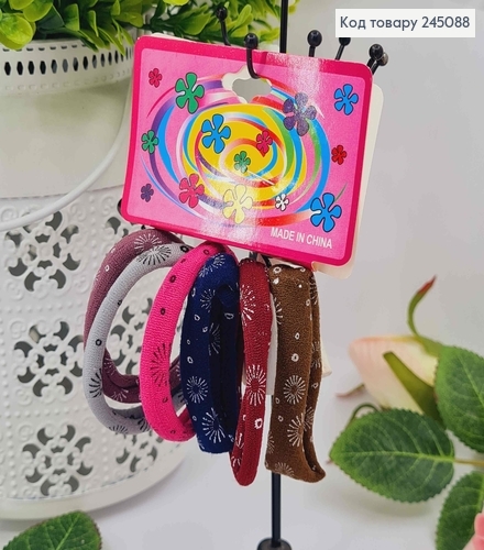 Набор резинок 5см, Микрофибра в темных тонах, с узором, 6шт/уп 245088 фото 1