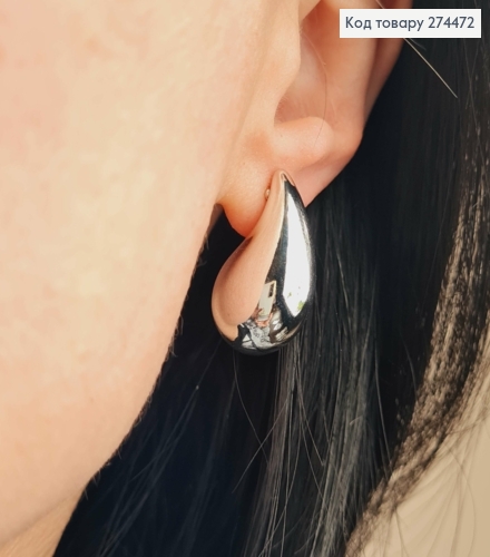 Серьги гвозди "КРАПЛИНКИ" серебряного цвета, 2,5см 295125 фото 2