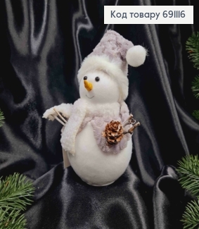 Фигурка СНЕГОВИЧЕК с шишкой на подставке, высота: 17см, диаметр нижней части: 8см 691116 фото
