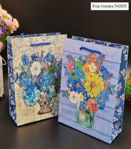 Пакет паперовий "Ваза з квітами", 18х23х8см, в асорт. 542105 фото 3