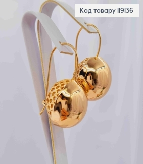 Серьги с большим шариком (1,9см), длина 3см, французская застежка, XUPING 18K 119136 фото