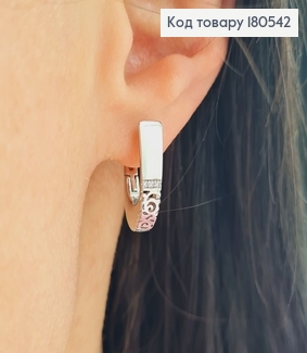 Серьги родированые Деловые с резьбой, английска застежка 2*0,6см Xuping 180542 фото