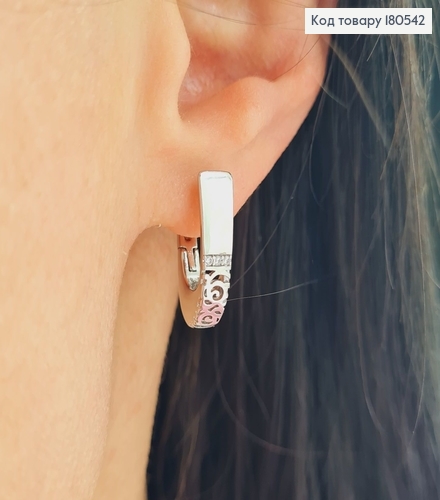 Сережки родовані Ділові з різбленням,  англійська застібка 2*0,6см Xuping 180542 фото 1