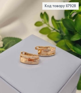 Серьги "Прямоугольные" украшены Блестящими камешками, 1,5см, английская застежка, Xuping 18K 117928 фото