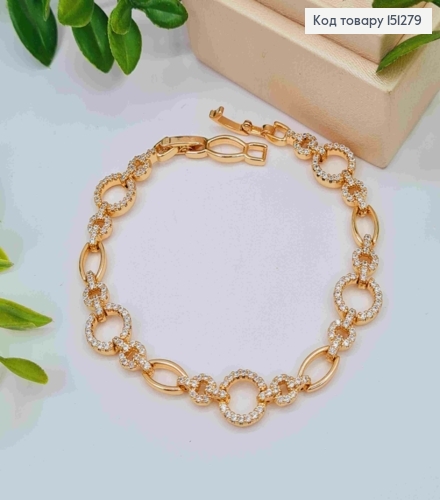 Браслет украшен Блестящими камешками, длина 17+2см, Xuping 18К 151279 фото 1