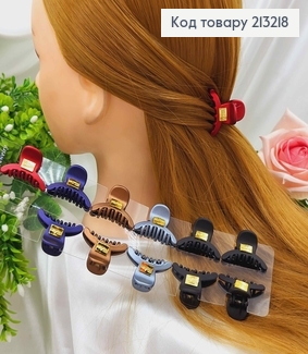 Краб пластик, матовый с золотой пластинкой, крепкая 3,5см, в ассорт. 213218 фото