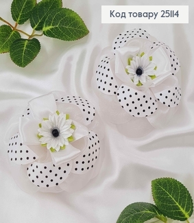Резинка Бант белий "Ромашка" 9см, ручная робота Украина 276049 фото