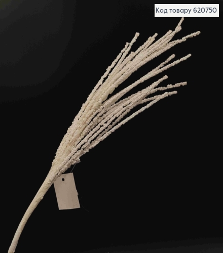 Гілочка декоративна БІЛОГО БЛИСК кольору,  на металевому стержні, вис 67см, новорічний декор 620750 фото 2