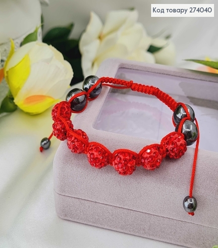 Браслет красная нить с бусинками 274040 фото 1