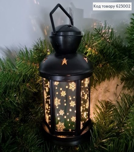 Фонарик новогодний 21 см на батарейках черный 623002 фото 1