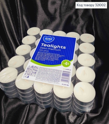 НАБОР свечей таблеток 100шт, 4ч горения, 10г.,чайные свечи, miniPremium,Bispol 321002 фото 1