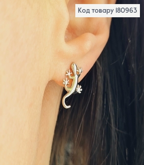 Сережки гвіздки родовані "Ящірка" гранені 1,5*1см  Xuping  180963 фото