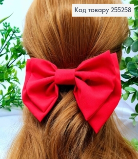 Бант ЧЕРВОНОГО кольору, на заколці стріла, тканина стрейч-котон, розмір 15,5*11см 255258 фото