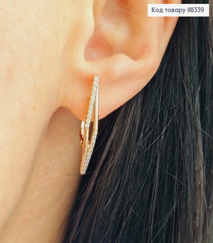 Серьги "Элегантные" с Блестящими камешками, 2,5см, английская застежка, XUPING 18K 118339 фото 3