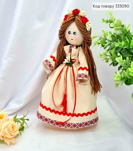 Кукла Девочка, Украиночка в Нежно-Персиковом платье вышиванки (27см), ручная работа, Украина. 333090 фото 1