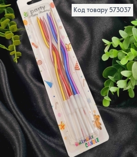 Свечи для торта Крученые, РАЗНОЦВЕТНЫЕ, 6шт/уп, 10,5+4см 573037 фото