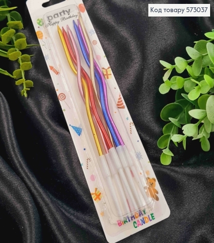 Свечи для торта Крученые, РАЗНОЦВЕТНЫЕ, 6шт/уп, 10,5+4см 573037 фото 1