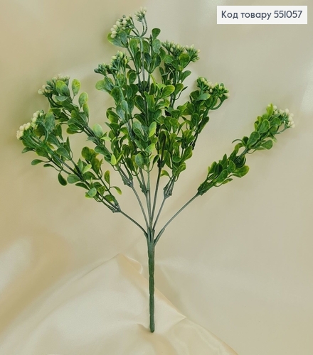 Искусственный цветок каланхоэ белый пластик из 7 веточек на металлическом стержне 30см. 551057 фото 1