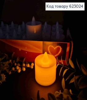 Декоративный LED фонарик  4,5см "Свеча" теплого цвета, БЕЛОГО цвета, с батарейками 623024 фото