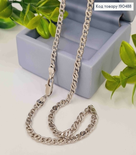 Цепочка родованная переплет Кофейное зернышко, ширина 4мм, длина 50см, Xuping 190488 фото 1