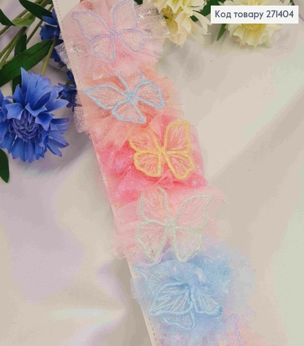 Набор детских заколок (10шт) Бабочка на БАНТИКЕ (7,5см), заколка стрела 5см, ярких цветов 271404 фото 1