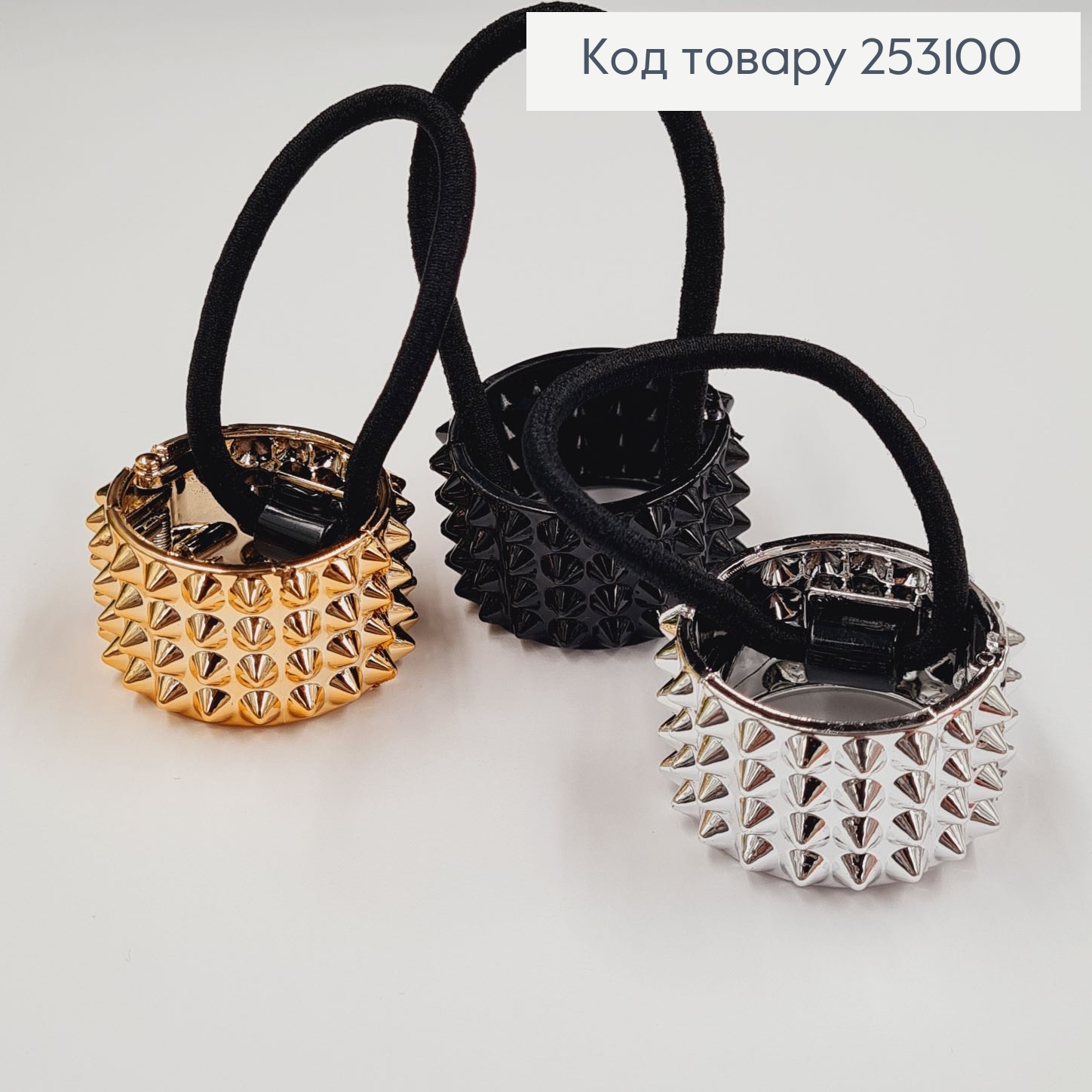 Резинка для высокого хвоста с зажимом в асорт. (золото/серебро/черный) 253100 фото 2