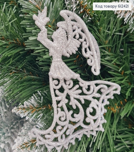 Новогодняя фигура Блеск Ангел с голубем СЕРЕБРО, 12*7см, Украина 612421 фото 1
