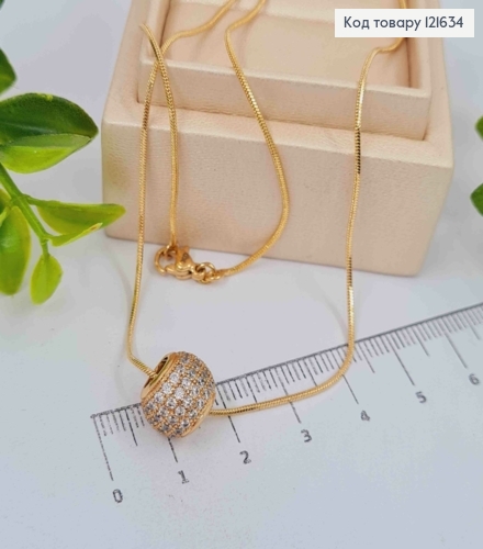 Ланцюжок плетіння СНЕЙК з Кулькою в Блискучих камінцях (1,1см), довжина 45см, Xuping 18K 121634 фото 3