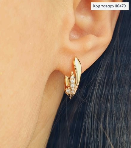 Серьги "Кристальные" с камешками, 1,6см, англ. зам. Xuping 18K 116479 фото 2