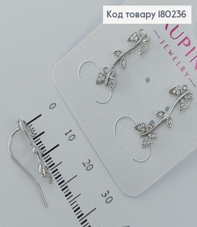 Серьги каффы бабочки с камушками родированые медзолото Xuping  180236 фото