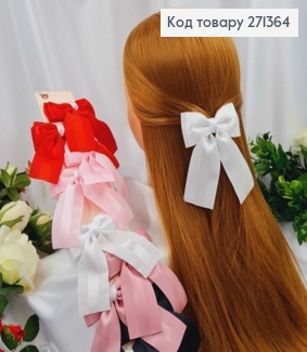 Набор детских заколок (10шт) БАНТИК с хвостиками, размер 9*12см, репс+атлас, цвета в ассорт. 271364 фото