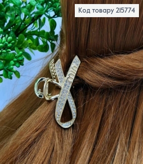 Краб метал  "Петелька" прикрашений Блискучими камінцями, 6см, Золотого кольору 215774 фото