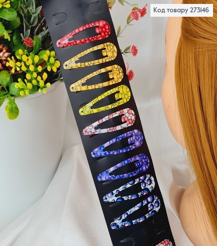 Заколки Тик-так 5 см, "Пузырики" разноцветные, 12 шт/уп. 273146 фото 2