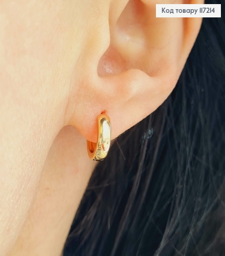 Серьги кольца простые, диаметр 1,1см, ширина 3,5мм, XUPING 18K 117214 фото 2