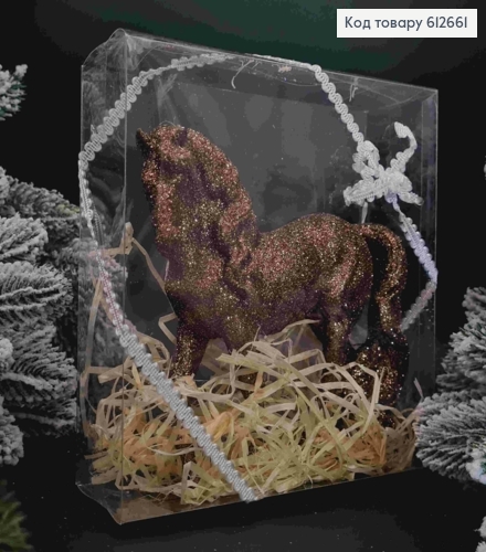Фигурка "КОНЬ", КОРИЧНЕВО-ГРАФИТОВЫЙ блеск, размер 16*15см, в прозрачной пластиковой коробке, Украина 612661 фото 1