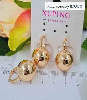 Сережки кільця 1см, Кулі 1,5см, Xuping 18К 117000 фото