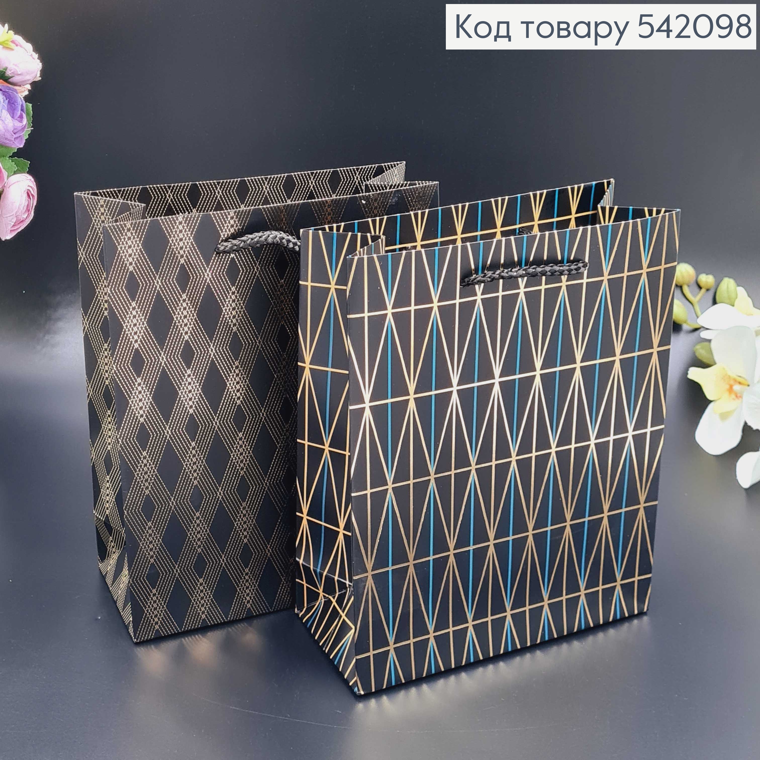 Пакет бумажный Геометрические линии, 18х23х8см, в ассорт. 542098 фото 3