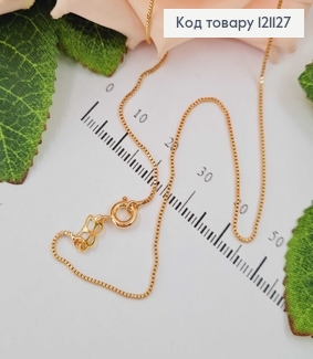 Ланцюжок квадратне якірне плетіння 1мм, з метеликом біля застібки, довжина 40см, Xuping 18К 121127 фото