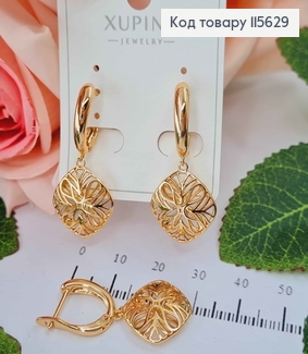 Серьги "Гипнотические" с подвеской 1,5см, англ. зам. Xuping 18K 115629 фото