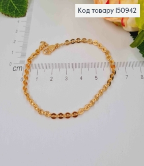 Браслет, круглые пластинки плетения, шир. 0,2см, дл. 18,5см, Xuping 18K 150942 фото