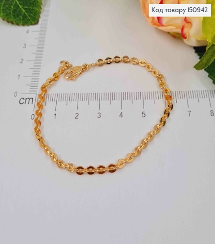 Браслет, круглые пластинки плетения, шир. 0,2см, дл. 18,5см, Xuping 18K 150942 фото 1