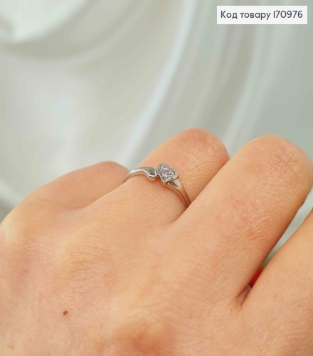 Кольцо родованное, тоненькое с сердечком в камешках, Xuping 18K 170976 фото 1