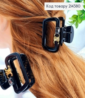 Краб пластик глянцевий "Прямокутний" з камінчиком, 5см, Чорного кольору 214380 фото