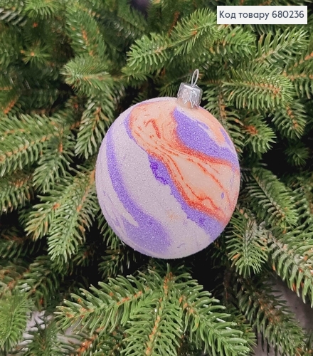 Іграшка куля 80мм ПЛАНЕТА, колір ЛАВАНДА +ОРАНЖ+БІЛИЙ, 1шт, Україна 680236 фото 1