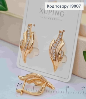 Серьги "Огоньки" украшены Блестящими камешками, 2,3см, английская застежка, XUPING 18K 119807 фото