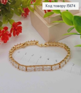 Браслет из Блестящих квадратных камешков, длина 16+2см, Xuping 18K 151174 фото